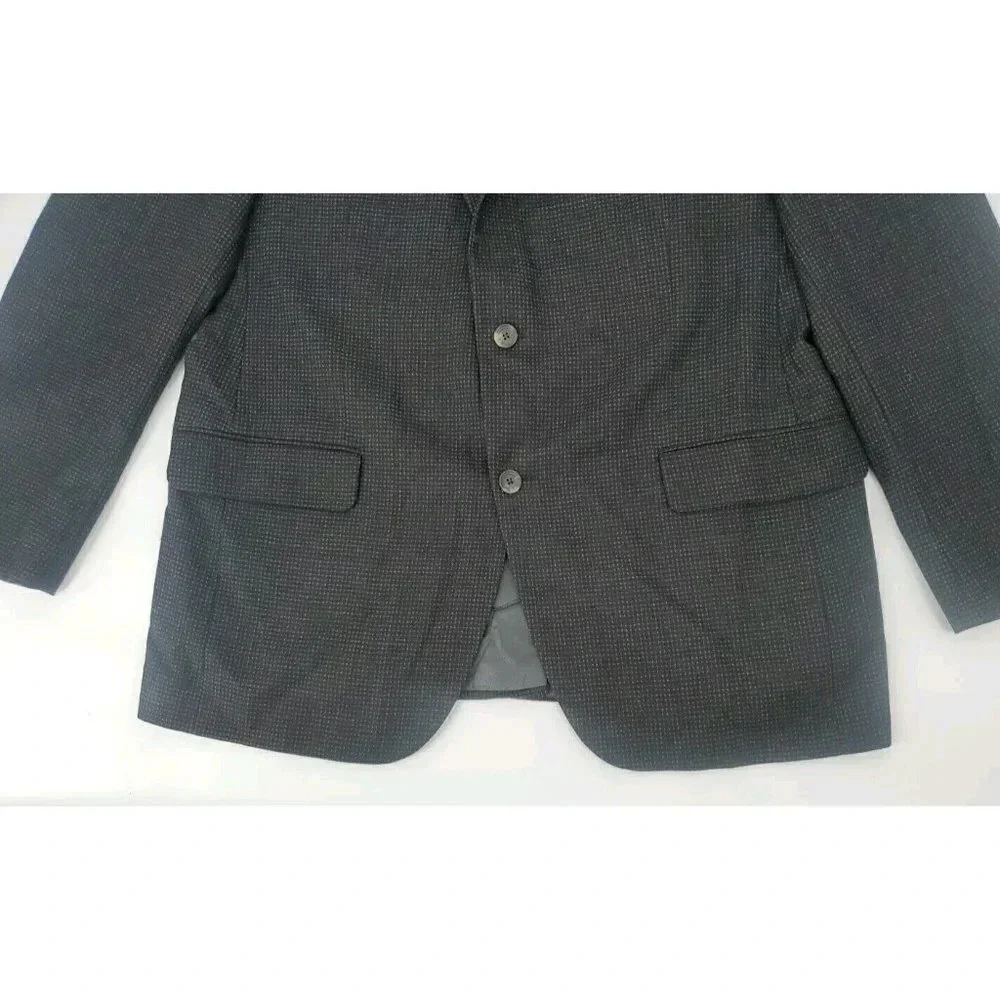 Daniel Cremieux Blazer Sport Coat Suit Jacket Loro Piana 43R Black Gray Dot